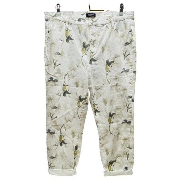 Buffalo David Bitton Jeans Women 16/36 White Floral Havana Stretch Ankle Skinny - Picture 1 of 12